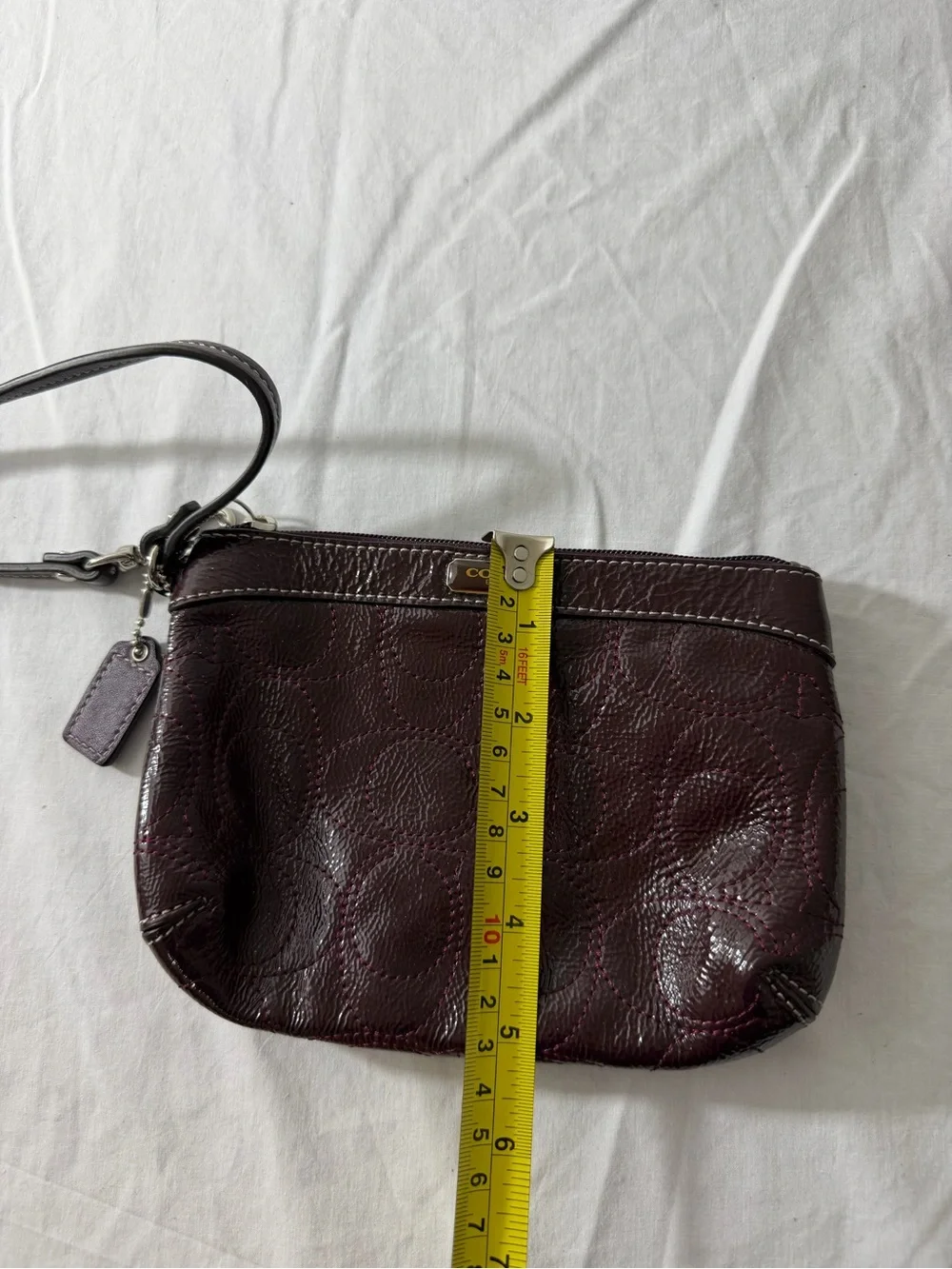 Coach Deep Wine Leather Wristlet Clutch